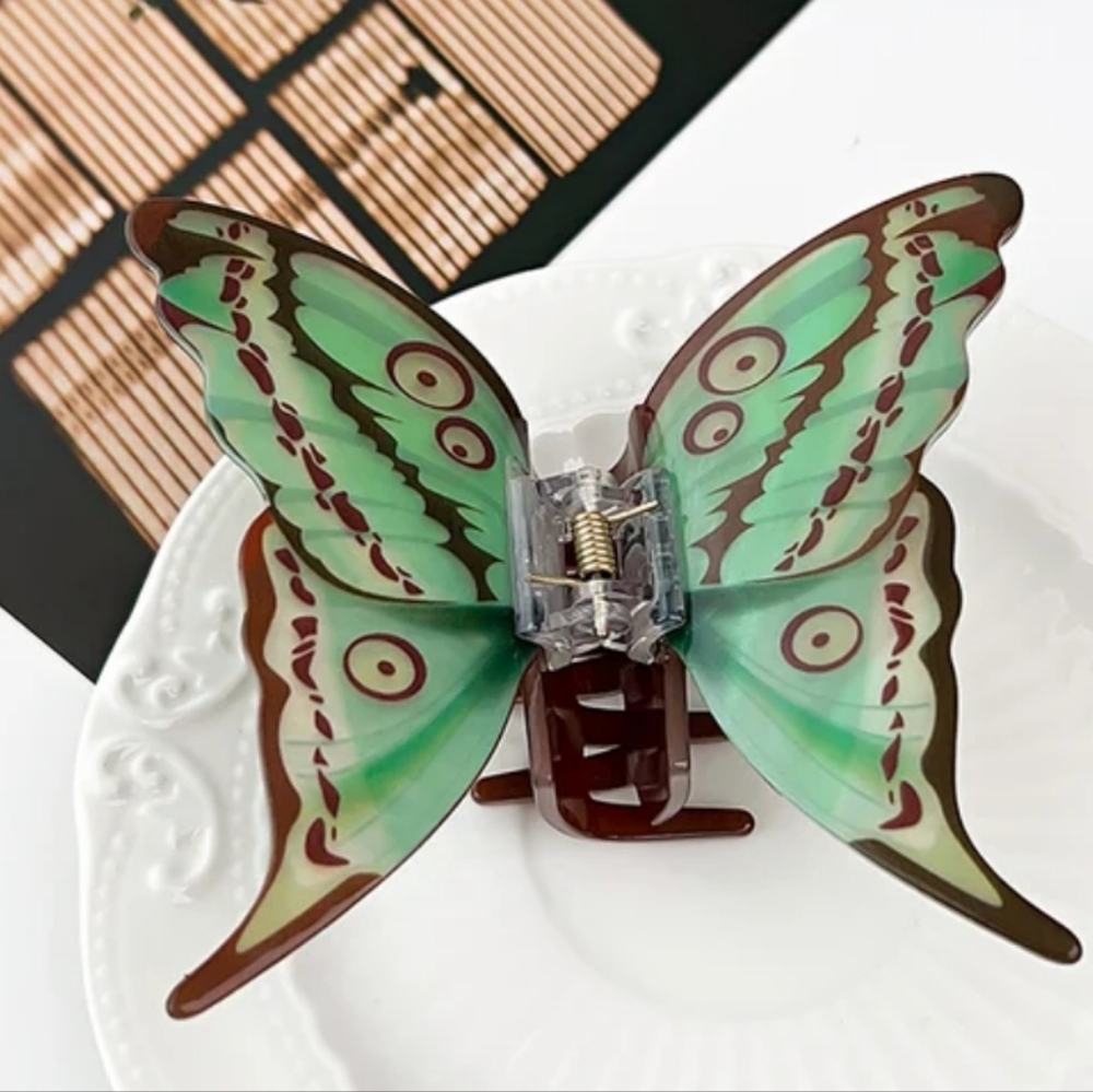 Large Mint Green Moth Hair Clip